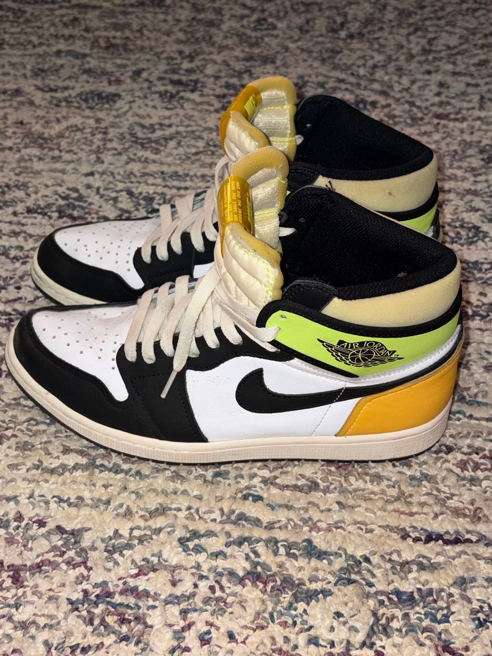 Jordan Men’s High-Top Sneakers - White Black Yellow Lime